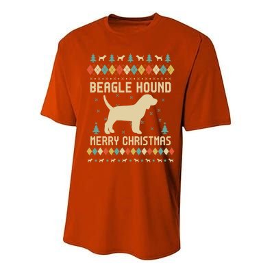 Beagle Hound Ugly Christmas Sweater Vinatge Retro Gift Performance Sprint T-Shirt