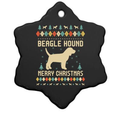 Beagle Hound Ugly Christmas Sweater Vinatge Retro Gift Ceramic Star Ornament