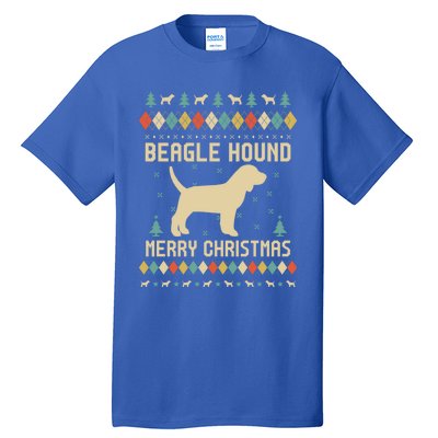 Beagle Hound Ugly Christmas Sweater Vinatge Retro Gift Tall T-Shirt