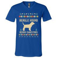 Beagle Hound Ugly Christmas Sweater Vinatge Retro Gift V-Neck T-Shirt