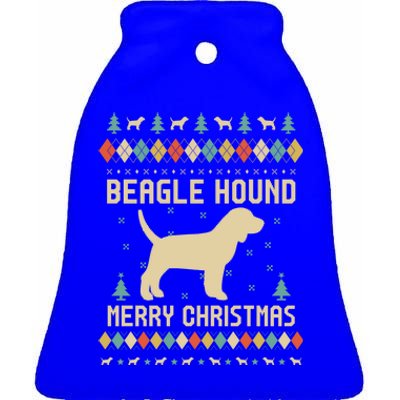 Beagle Hound Ugly Christmas Sweater Vinatge Retro Gift Ceramic Bell Ornament