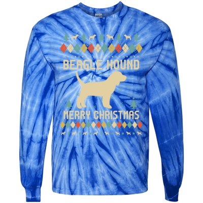 Beagle Hound Ugly Christmas Sweater Vinatge Retro Gift Tie-Dye Long Sleeve Shirt