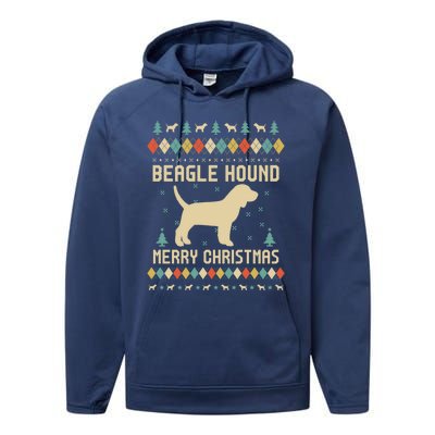 Beagle Hound Ugly Christmas Sweater Vinatge Retro Gift Performance Fleece Hoodie