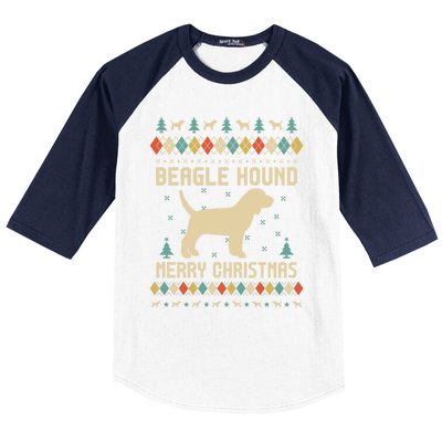 Beagle Hound Ugly Christmas Sweater Vinatge Retro Gift Baseball Sleeve Shirt