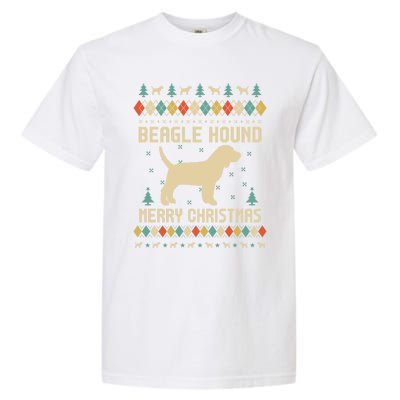 Beagle Hound Ugly Christmas Sweater Vinatge Retro Gift Garment-Dyed Heavyweight T-Shirt