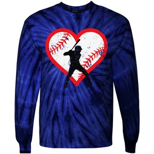 Baseball Heart Valentine's Day Gifts Cutens Tie-Dye Long Sleeve Shirt