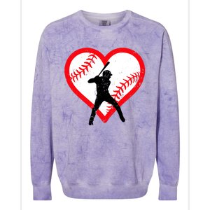 Baseball Heart Valentine's Day Gifts Teen Colorblast Crewneck Sweatshirt