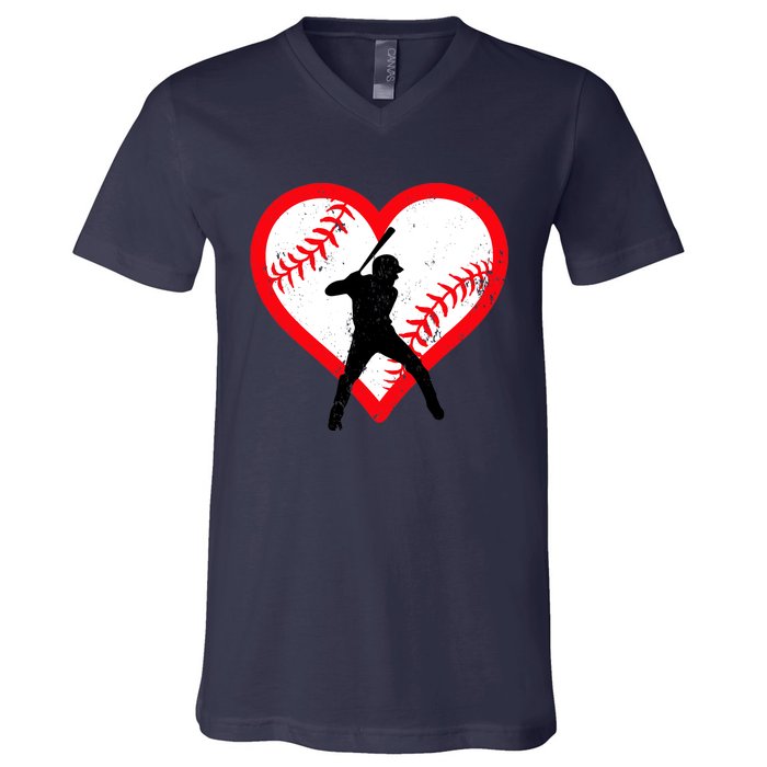 Baseball Heart Valentine's Day Gifts Teen V-Neck T-Shirt