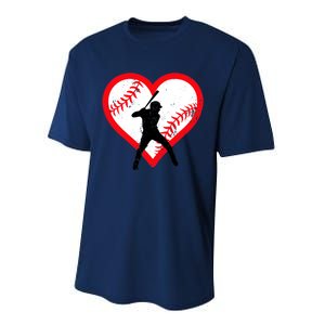 Baseball Heart Valentine's Day Gifts Teen Performance Sprint T-Shirt