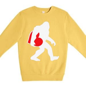 Bigfoot Heart Valentine's Day, Cute Anniversary Gift Premium Crewneck Sweatshirt