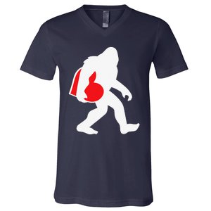 Bigfoot Heart Valentine's Day, Cute Anniversary Gift V-Neck T-Shirt