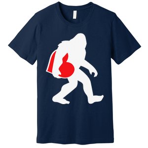 Bigfoot Heart Valentine's Day, Cute Anniversary Gift Premium T-Shirt