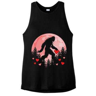 Bigfoot Heart Valentines Day Ladies PosiCharge Tri-Blend Wicking Tank
