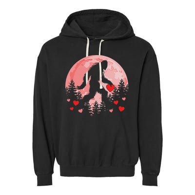 Bigfoot Heart Valentines Day Garment-Dyed Fleece Hoodie