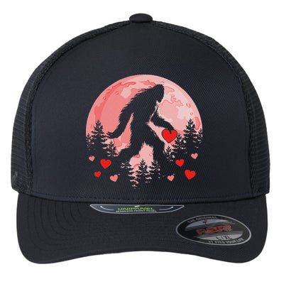 Bigfoot Heart Valentines Day Flexfit Unipanel Trucker Cap