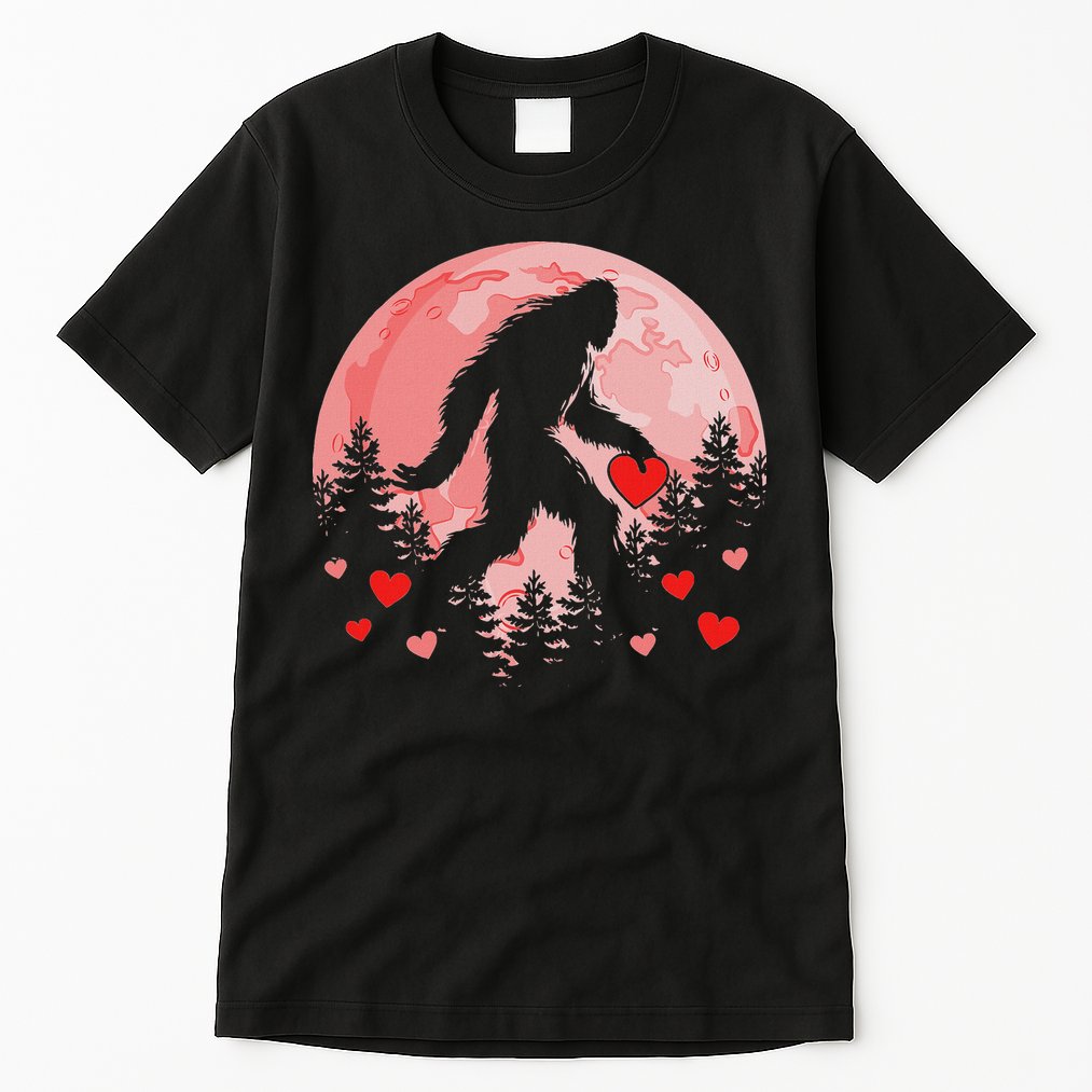 Bigfoot Heart Valentines Day Tall T-Shirt
