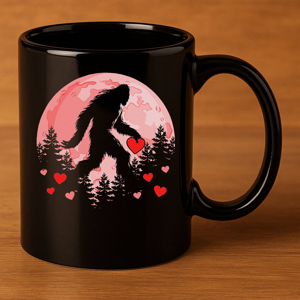 Bigfoot Heart Valentines Day 11oz C Handle Ceramic Mug