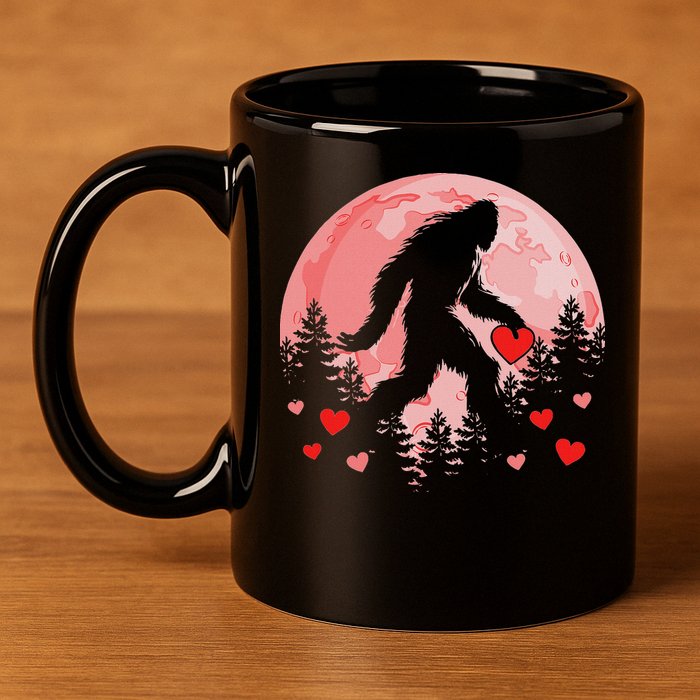 Bigfoot Heart Valentines Day 11oz C Handle Ceramic Mug