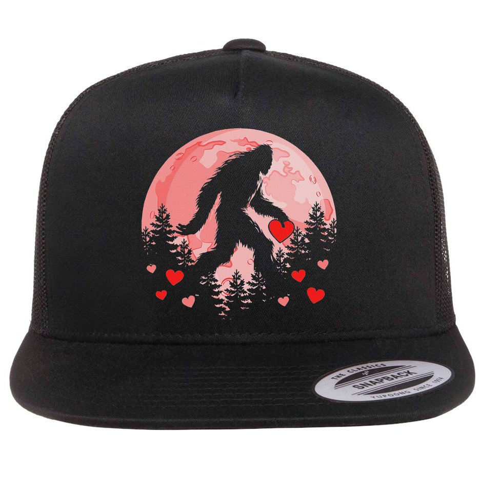 Bigfoot Heart Valentines Day Flat Bill Trucker Hat