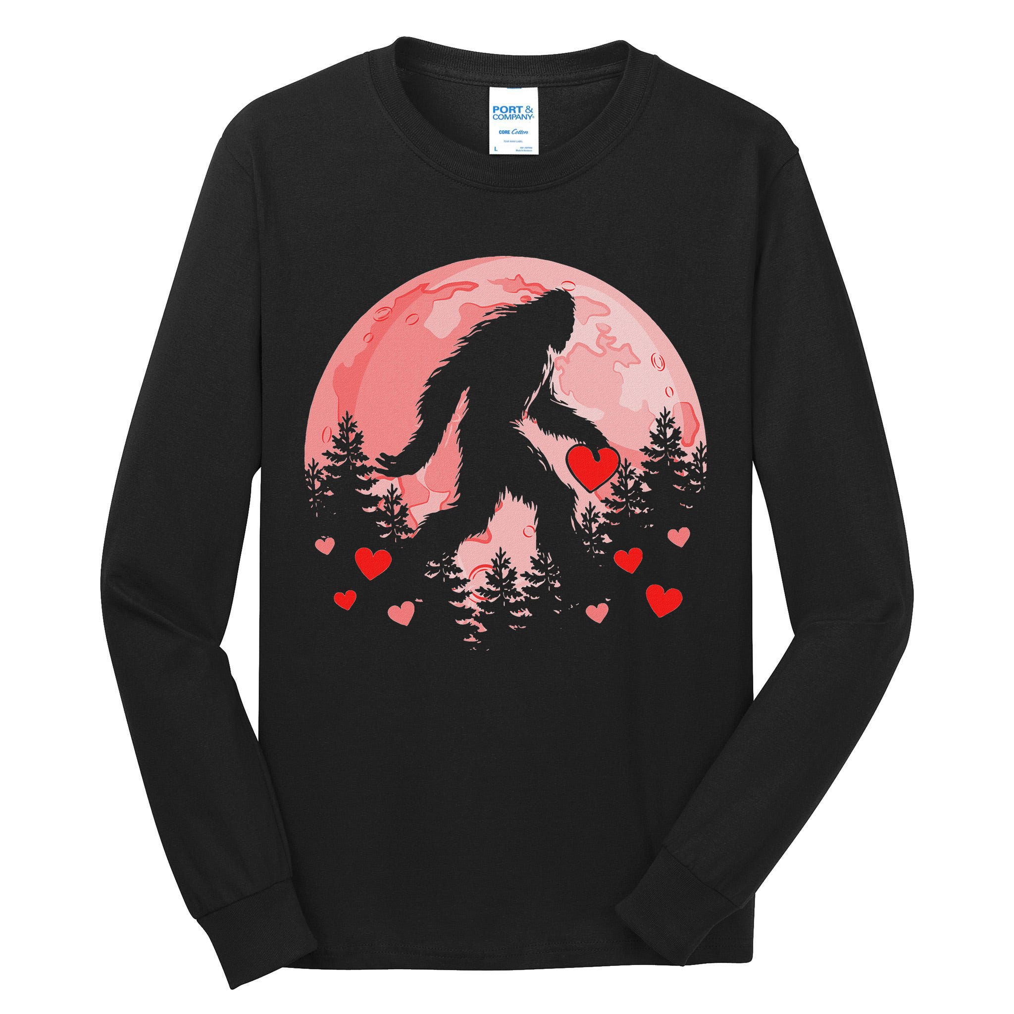 Bigfoot Heart Valentines Day Tall Long Sleeve T-Shirt