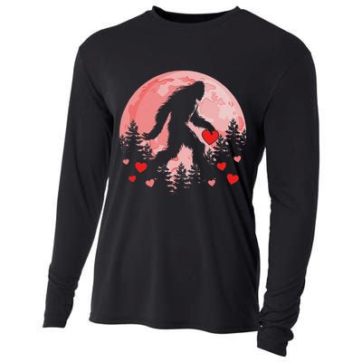 Bigfoot Heart Valentines Day Cooling Performance Long Sleeve Crew