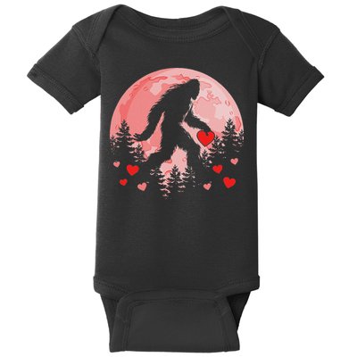 Bigfoot Heart Valentines Day Baby Bodysuit