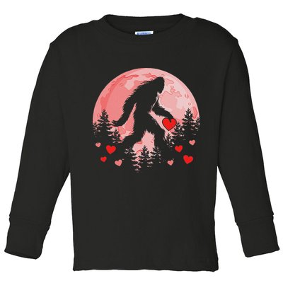 Bigfoot Heart Valentines Day Toddler Long Sleeve Shirt