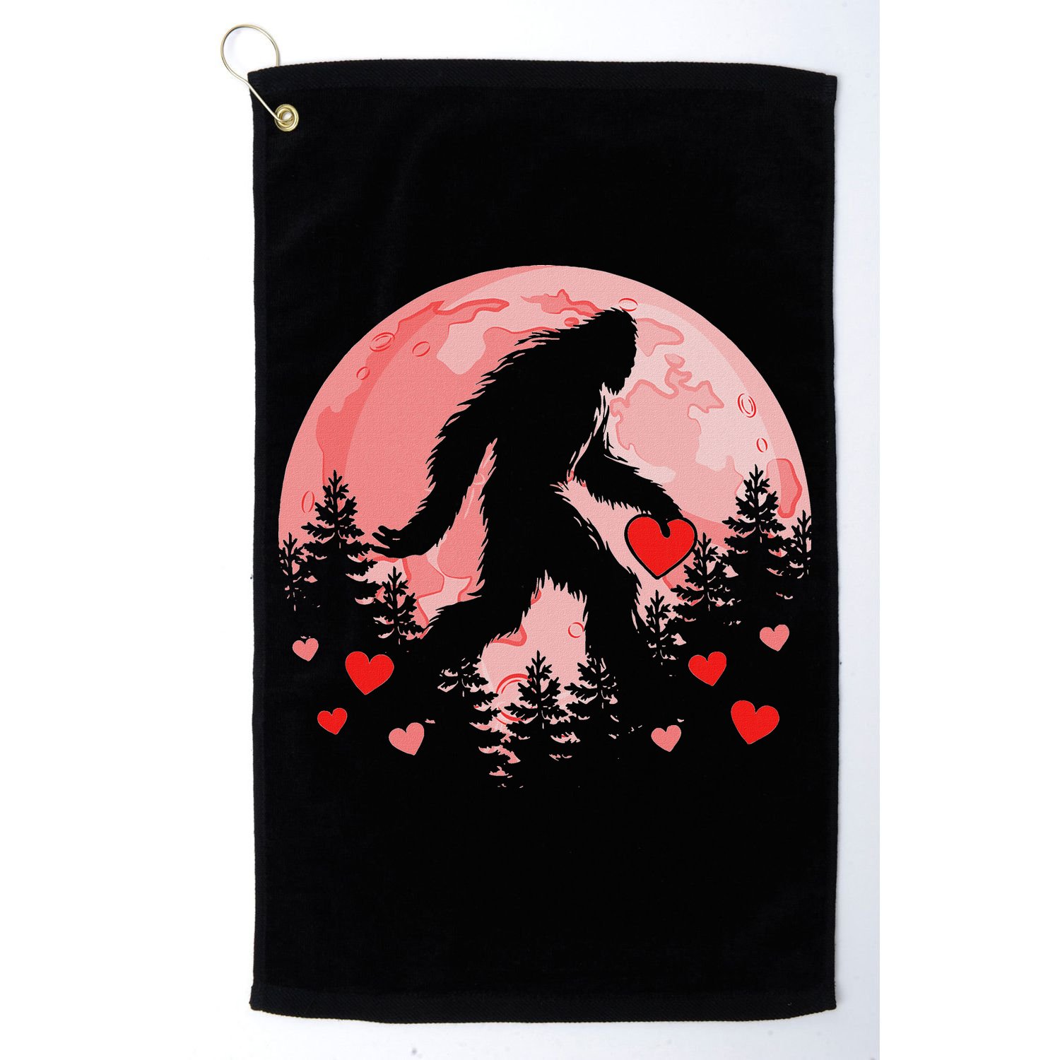 Bigfoot Heart Valentines Day Golf Towel