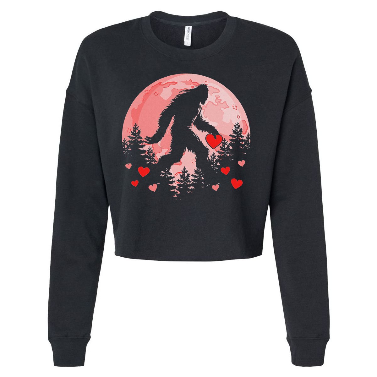 Bigfoot Heart Valentines Day Cropped Pullover Crew