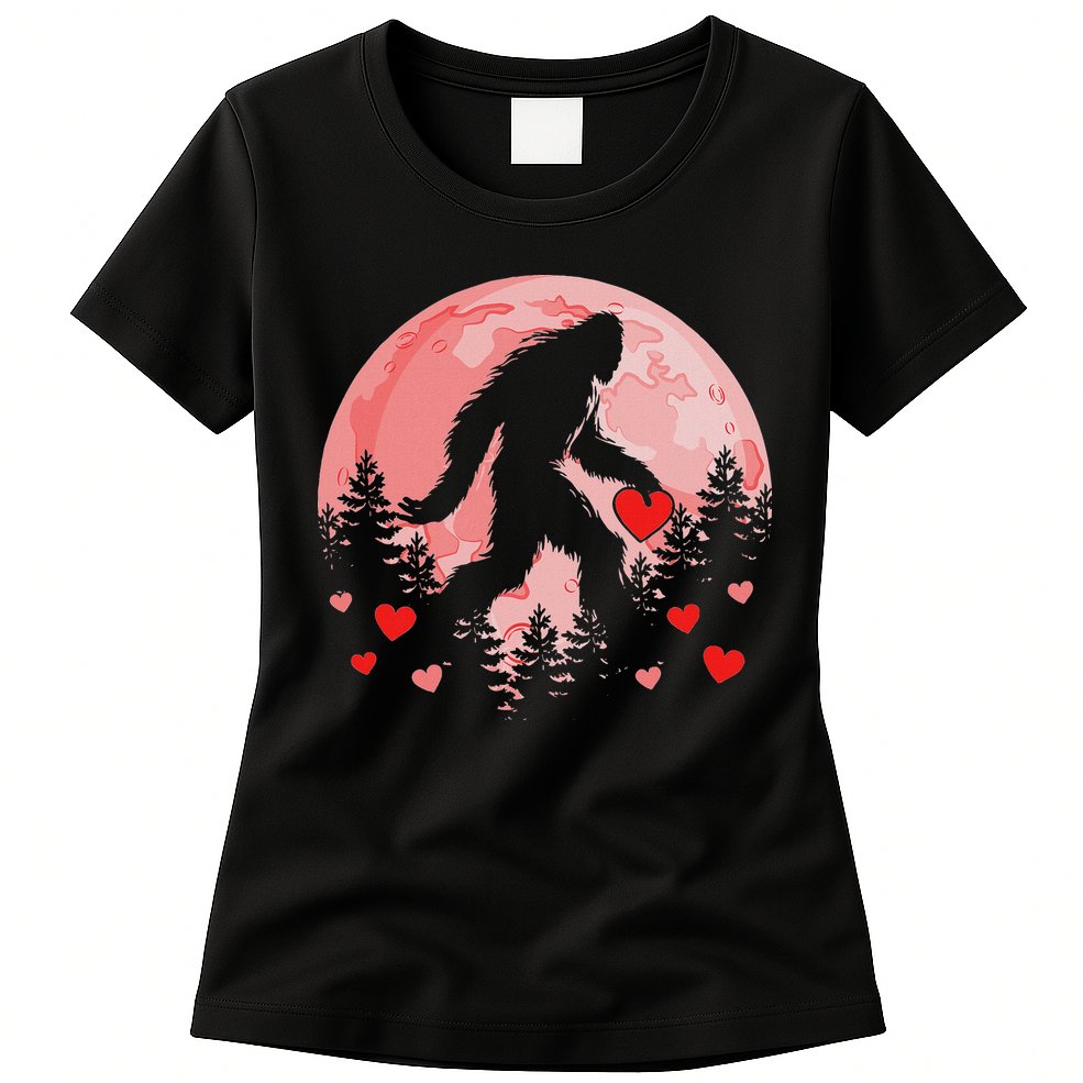 Bigfoot Heart Valentines Day Womens T-Shirt
