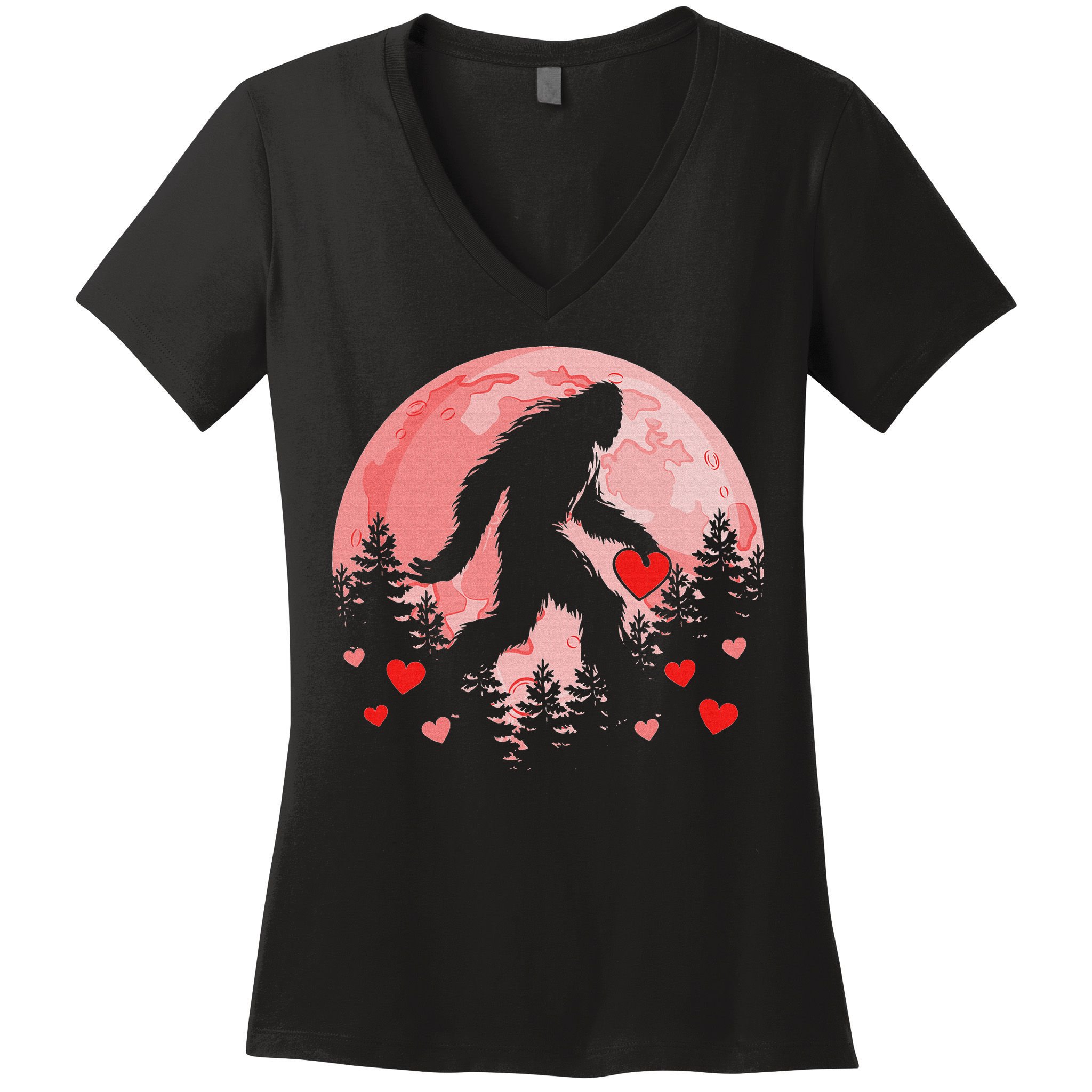 Bigfoot Heart Valentines Day Women's V-Neck T-Shirt
