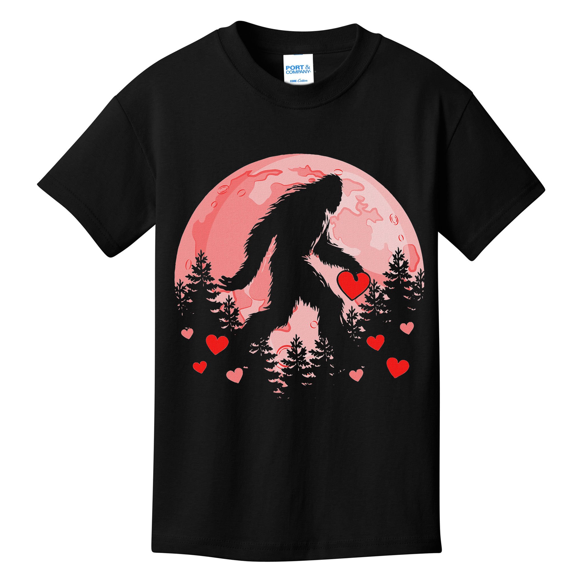 Bigfoot Heart Valentines Day Kids T-Shirt