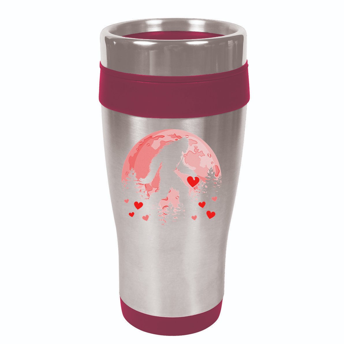 Bigfoot Heart Valentines Day 16oz Travel Tumbler
