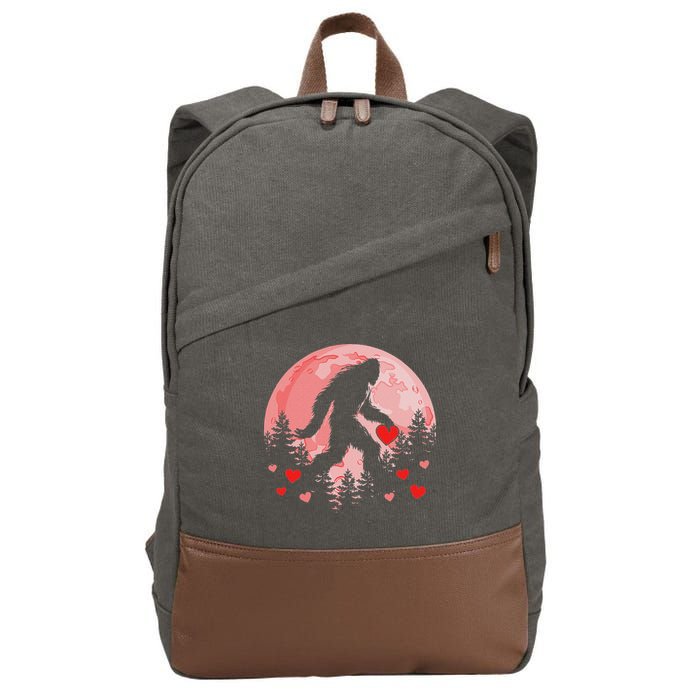 Bigfoot Heart Valentines Day Cotton Canvas Backpack