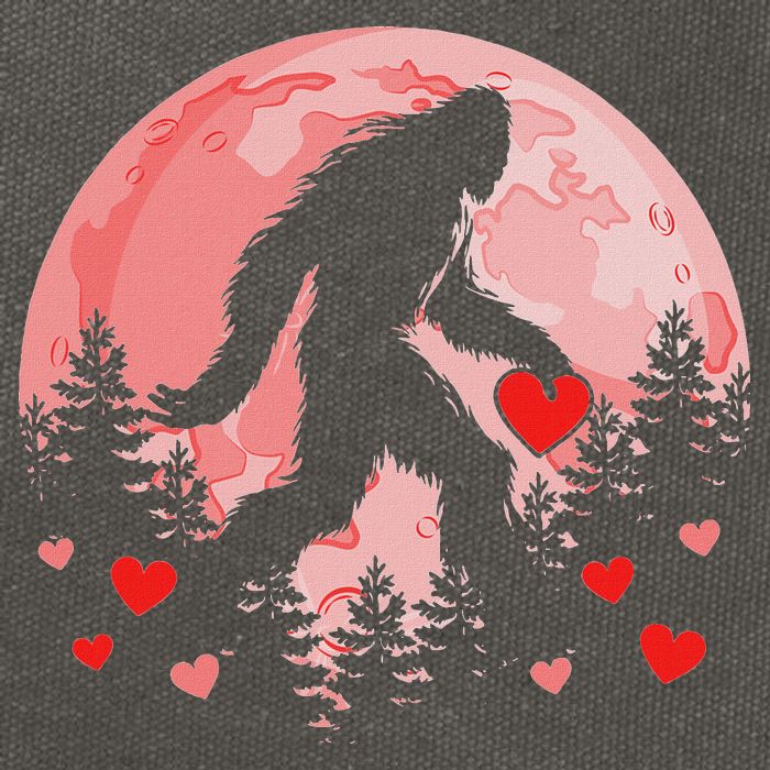 Bigfoot Heart Valentines Day Cotton Canvas Backpack