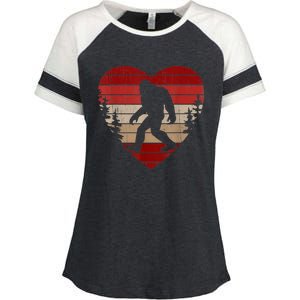 Bigfoot Heart Valentine's Day Kids Love Sasquatch Enza Ladies Jersey Colorblock Tee