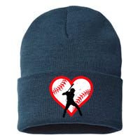 Baseball Heart Valentine's Day Gifts Teen Boy Sustainable Knit Beanie