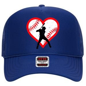 Baseball Heart Valentine's Day Gifts Teen Boy High Crown Mesh Back Trucker Hat