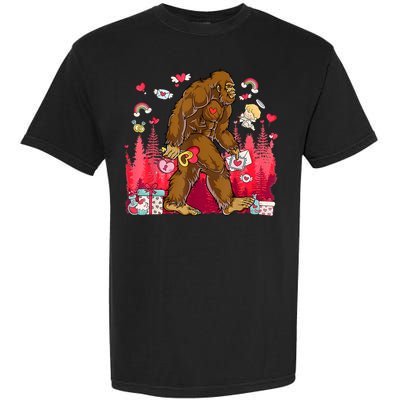 Bigfoot Heart Valentines Day Love Sasquatch Believe Garment-Dyed Heavyweight T-Shirt