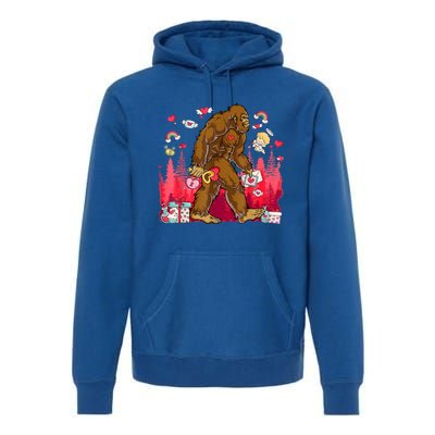 Bigfoot Heart Valentines Day Love Sasquatch Believe Premium Hoodie