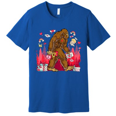 Bigfoot Heart Valentines Day Love Sasquatch Believe Premium T-Shirt