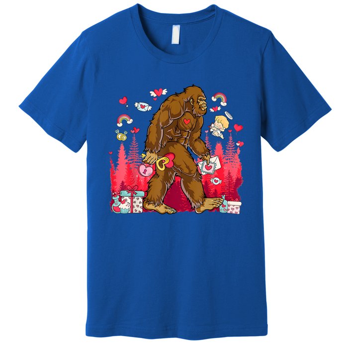 Bigfoot Heart Valentines Day Love Sasquatch Believe Premium T-Shirt