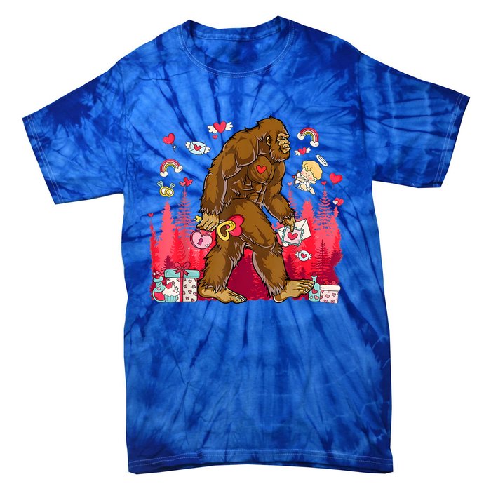 Bigfoot Heart Valentines Day Love Sasquatch Believe Tie-Dye T-Shirt