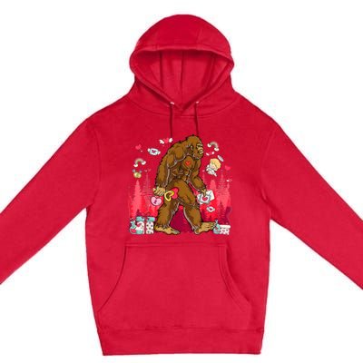 Bigfoot Heart Valentines Day Love Sasquatch Believe Premium Pullover Hoodie