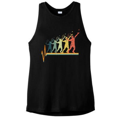 Badminton Heartbeat Vintage Retro Gift Ladies PosiCharge Tri-Blend Wicking Tank