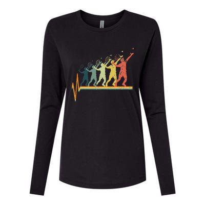 Badminton Heartbeat Vintage Retro Gift Womens Cotton Relaxed Long Sleeve T-Shirt