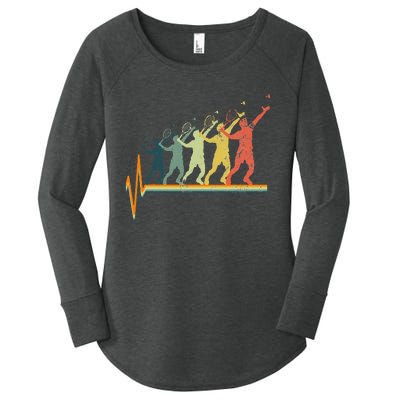 Badminton Heartbeat Vintage Retro Gift Women's Perfect Tri Tunic Long Sleeve Shirt