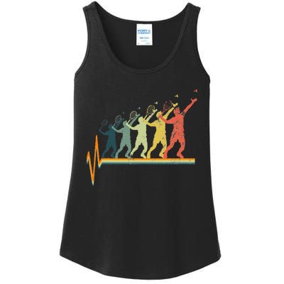 Badminton Heartbeat Vintage Retro Gift Ladies Essential Tank