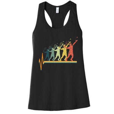 Badminton Heartbeat Vintage Retro Gift Women's Racerback Tank