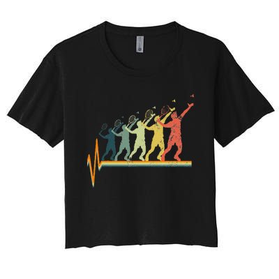 Badminton Heartbeat Vintage Retro Gift Women's Crop Top Tee